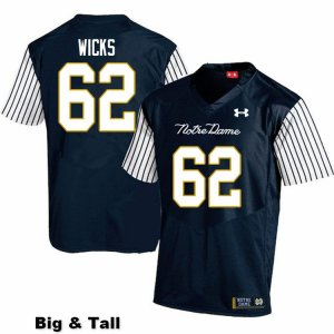 Notre Dame Fighting Irish Men's Brennan Wicks #62 Navy Under Armour Alternate Authentic Stitched Big & Tall College NCAA Football Jersey OWI5199LN